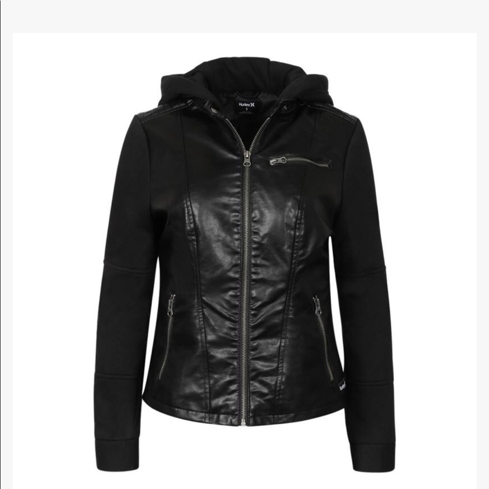 Hurley Moto Vegan Leather and Knit Jacket